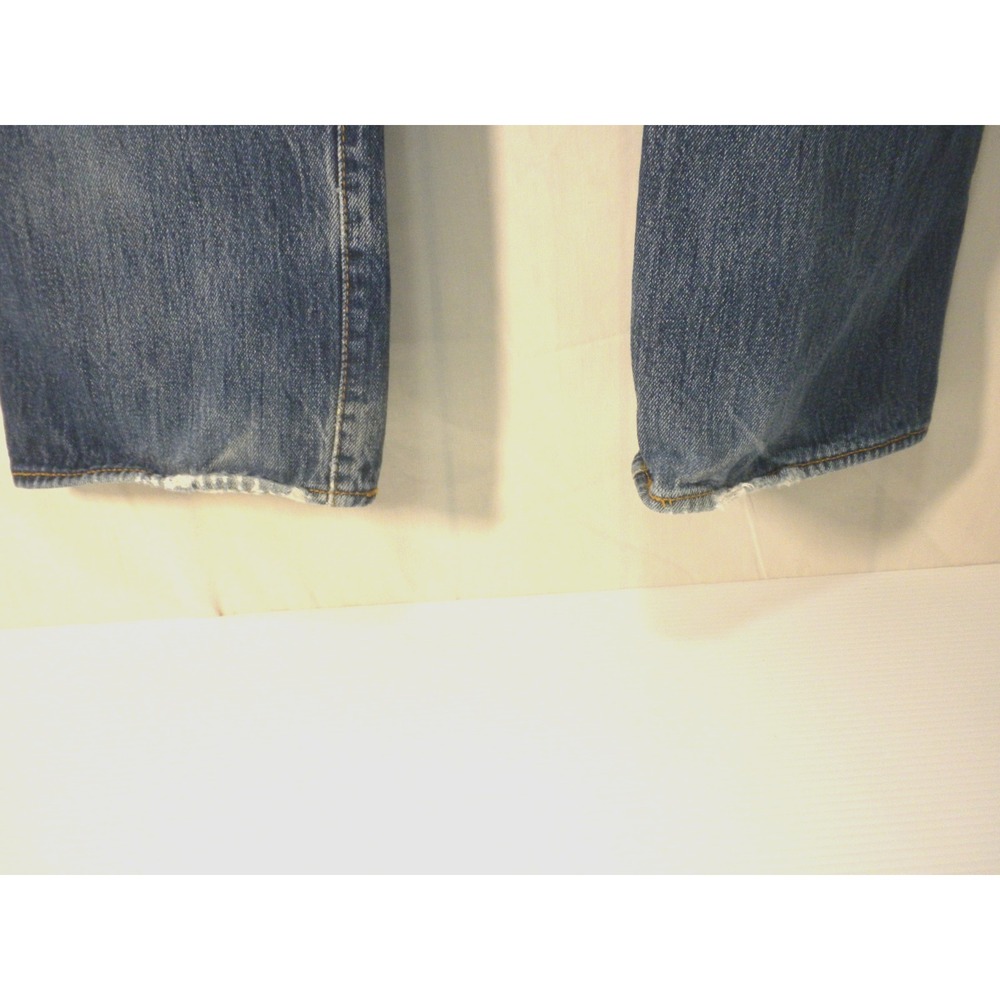 Levi's 501 Jeans Mens 38x32 Blue Denim Button‎ Fly Straight Whiskered Heel Drag - Picture 7 of 14